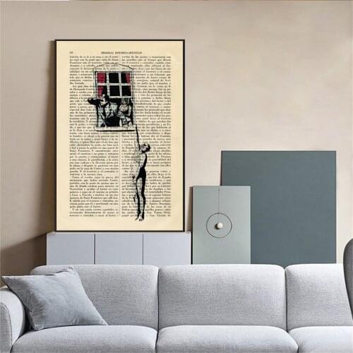 Street Graffiti Art Window Hanging Lover Painting Print on Canvas Stencils Book Poster Room Wall Decor on Dictionary Art Cuadros