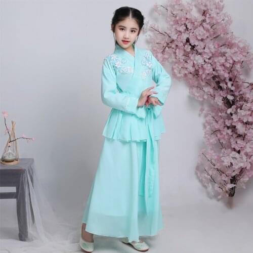 Chinese Kids Guzheng Perform Costumes Fairy Princess Hanfu Girls Tang Dynasty Ancient Dance Costumes Traditional National Dress