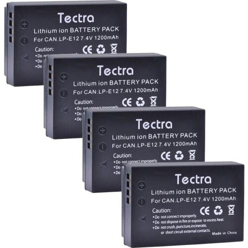 Tectra 4pcs/pack LP-E12 LP E12 7.4V /1200mAh Li-ion Camera Battery For Canon Rebel SL1 EOS-M EOS M2 EOS M10 M100
