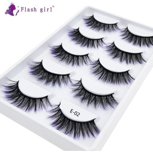 Flash Girl Mink Lashes Thick HandMade Full Strip Lashes Cruelty 5 Pairs Handmade Wispy Lashes Soft False Eyelashes Makeup Lashes