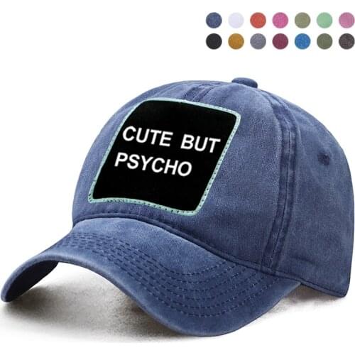 Cute But PSYCHO Letter Printed Baseball Cap Dad Solid Trucker Snapback Casquette Hat Woman Berets Ponytail Bone Caps Gorras Hats