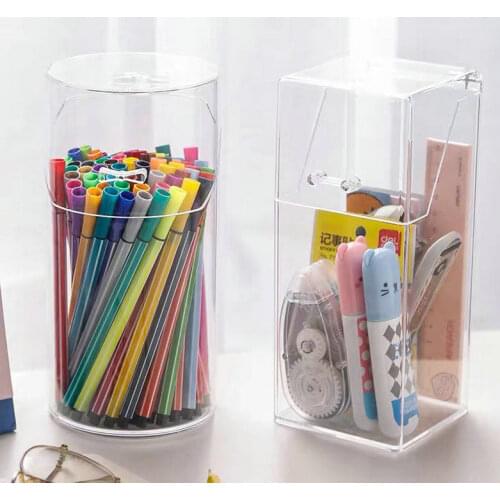 Multi-function Desktop Organiser Stationery Storage Box Makeup Organizer Office Pen Holder Brush Transparent Acrylic Shelf