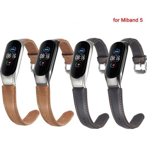 Fashion Genuine Leather Wrist Band Strap Watchband for XIAOMI Miband 3 4 5 Miband 4 Bracelet Strap for mi band 5 4 3 strap