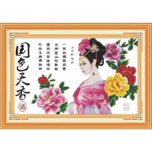 Ancient figures beauty cross stitch kit full stitch 11ct pre stamped canvas cotton silk thread embroidery DIY needlework set