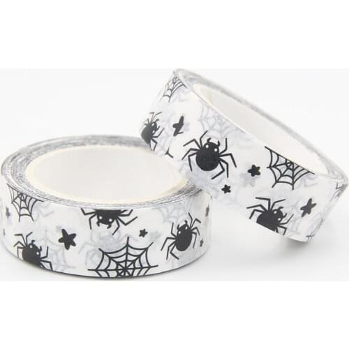NEW 1PC 15MM*10M Halloween Black Spider Washy Tape DIY Scrapbooking Paper Photo Album Adhesive Masking Tape