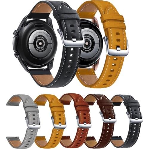 Leather Watch Band Strap for Samsung Galaxy Watch 3 45mm/ Gear S3/ 46mm Watchband 22mm Sport Bracelet gt 2 2e Pro 46mm Wristband