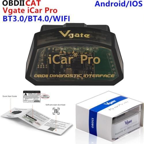 50pcs/lot Vgate iCar pro ELM327 Real V2.1 OBD Code reader Bluetooth/WIFI Auto Sleep For Android And IOS Batter than ELM327 V1.5