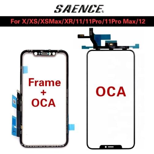 5pcs Original AAA LCD Touch Sensor Glass with Frame+OCA Glue For iPhone X XS MAX XR 11 Pro max 12 Screen Cover Repairing OLED