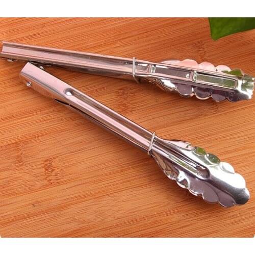 1PC 9 inch Grill BBQ Tong Kitchen Tongs Locked Barbecue Accessories Salad Clip Clamp Stainless Steel Food Tongs KC 1427