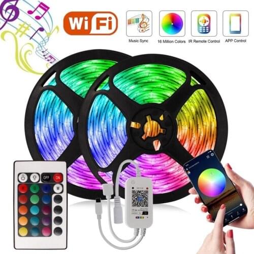 LED Strip Light Bluetooth RGB 5050 2835 Flexible Ribbon Tape Diode LED Lights for Room Decoration 20M Ribbon DC 12V Wifi Control