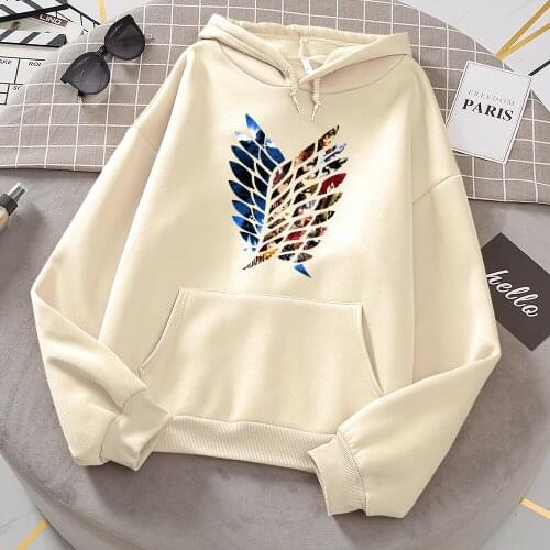Anime Attack On Titan Wings Of Liberty Print Hoodies Women Casual Fleece Hoodie Fashion O-Neck Hoody Autumn Oversize Tops Male
