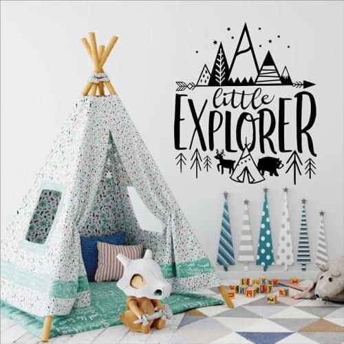 Mountain Forest Adventure Wall Decal Vinyl Animal Tent Woodland Nursery Wall Sticker For Kids Room Use Removable Art Decor Z128