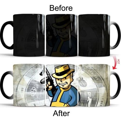 Fallout 4 Pip-boy Magic Mug Color Changing Cup Ceramic Discoloration Coffee Tea Milk Mugs Novelty Gifts