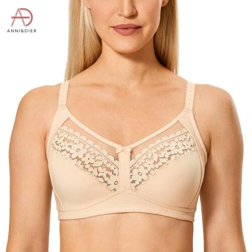 Womens Cotton Full Coverage Floral Lace Wireless Unlined Plus Size Sleep Bra