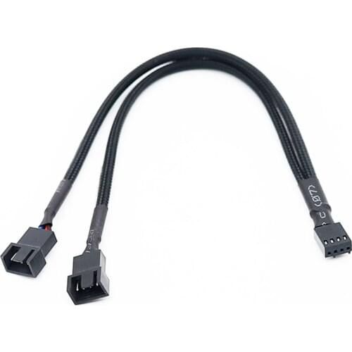 1 to 2 Way Braided Cable Y Splitter 3/4 Pin PWM Male Connector Fan Computer PC Fan Extension Adapter Cable