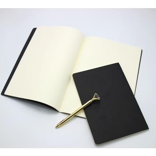 1Pcs A5 B5 Black Cover Notebook Stationery Blank Inner Paper Vintage Planner Sketchbook Diary Book Graffiti Note School Supplies