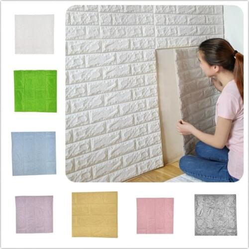1Pcs Home Decor 3D Stone Brick Wall Stickers Paper Brick Stone Wallpaper Self-adhesive Home Decor Sticker Room Kitchen DIY Decor