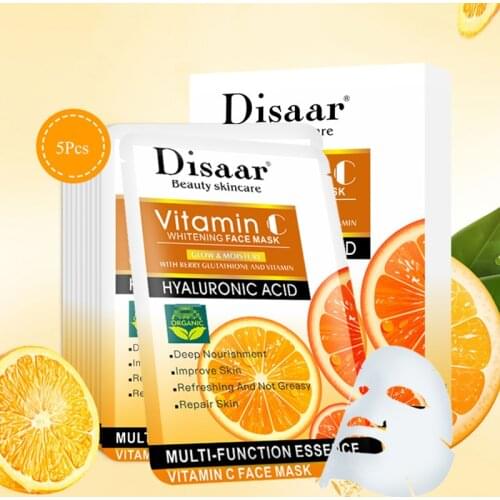 10Pcs Vitamin C Moisturizing Facial Mask Refreshing Oil Control Face Mask Anti-Aging Depth Replenishment Shrink pores Mask