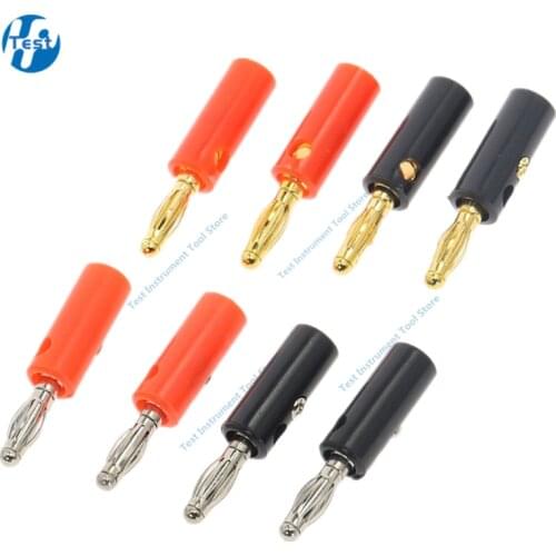 10pcsAudio Speaker Screw Banana Gold Plate Plugs Connectors 4mm IN STOCK FREE SHIPPING Black Red Facotry Online Wholesale Golden