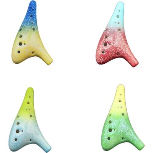 12 Hole Mixed colorful Style Ocarina Graceful Shape Pottery Ocarina in Alto C