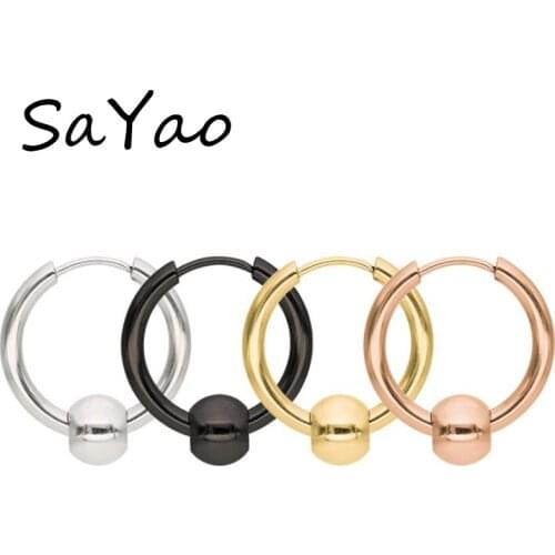 2 Piece Stainless Steel Hoop Earring With Ball small Circle Ear Earrings Huggie Earring Jewelry Helix Tragus Boy Men Women Gift