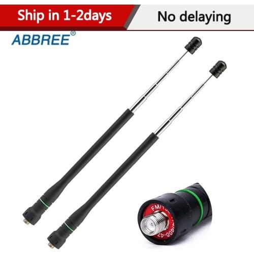 2PCS Abbree AR-775 Telescopic SMA-Female High Gain Dual Band Antenna For Baofeng UV-5R UV-82 UV-9R Plus Ham Walkie Talkie Radio