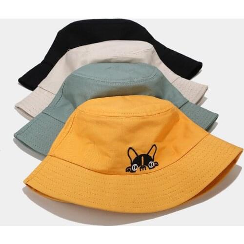 2021 Hot Sale Men and Women Fisherman Hat Leisure Travel Sun Visor Basin Hat Dog Fighting Embroidered Bucket Hat Sun Hat