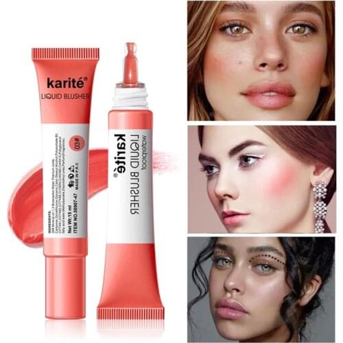 4 Colors Liquid Blush Moisturizing Brightening Skin Tone Waterproof Light Smooth Long Lasting Easy to Carry Beauty Makeup 15ml