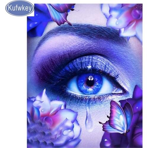 5D DIY Diamond Painting "eyedrop eyes " Full Square/Round Drills Embroidery crystal Cross Stitch 3D mosaic butterfly photo decor