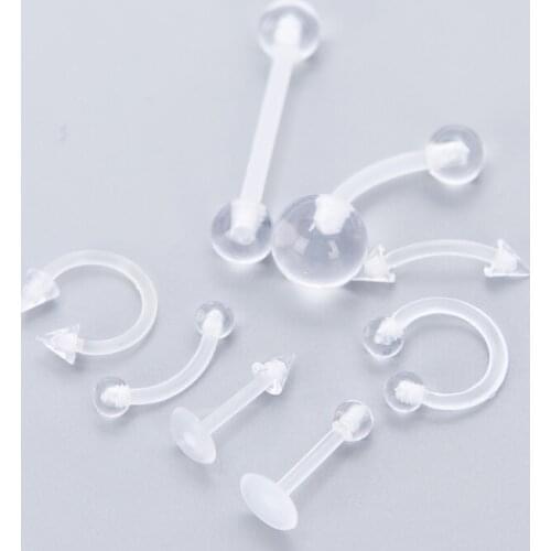 8PCS/Lot Transparent Soft Belly Piercing Navel Nose Rings Earring Lip Invisible Tongues Body Piercing Sexy Jewelry