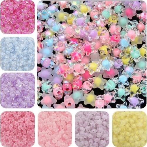80Pcs/Lot Acrylic Spaced Beads 15 Colors Transparent Pentagram Shape Beads For Bracelet Jewelry DIY Accessories