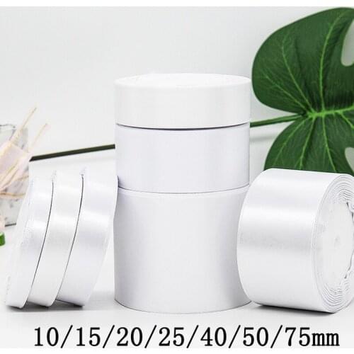 22Meters/Roll 10/15/20/25/40/48/75mm Width Satin Silk White Ribbon for Wrapping Handmade Gift Packing Party Wedding Decorative