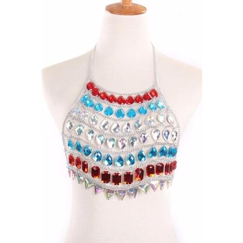 Boho Rhinestone Body Chains Beach Bikini Chain Bra Fashion Charm Harness Body Accessories Jewelry for Women and Girls