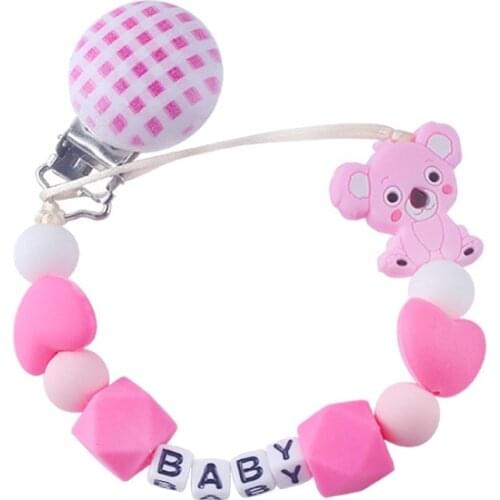 Baby Silicone Pacifier Chain Clip Children Cartoon Crown Pacifier Beaded Chain Teether Baby Molar Gift