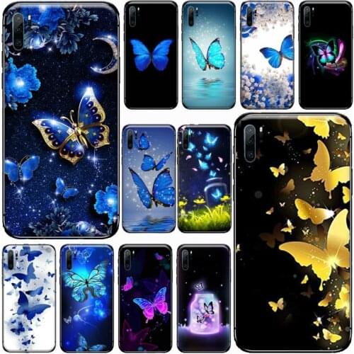 Bling blue butterfly Phone Case For Huawei honor Mate P 9 10 20 30 40 Pro 10i 7 8 a x Lite nova 5t
