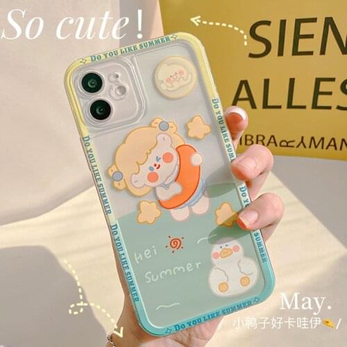 Retro summer girls swimming ring kawaii Japanese Phone Case For iPhone 11 12 Pro Max Xs Max XR X 7 8 Plus 7Plus case Cute Cover
