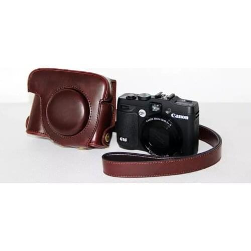 PU Leather Camera Case Bag Cover with Shoulder Strap For Canon PowerShot G15 G16 camera bag Camera Accessories