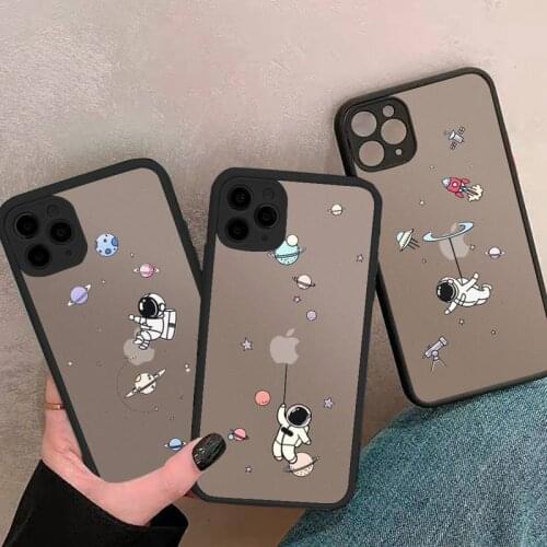 Phone Case For iphone 12 11 8 7 plus mini x xs xr pro max Cute Cartoon Astronaut Star Space matte transparent cover