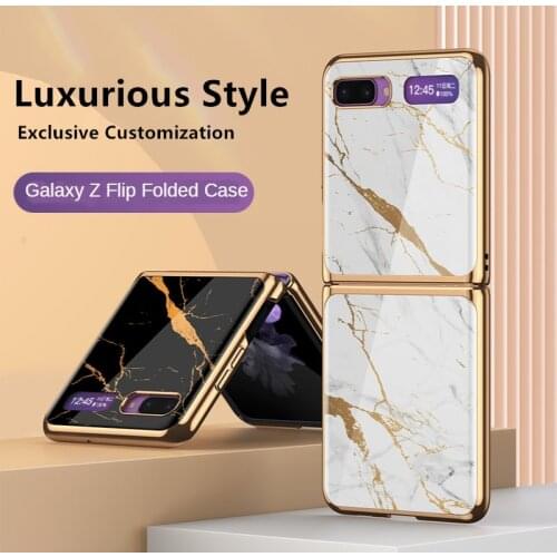 Samsung Z Flip Phone Case Folding Flip Phone Shell Creative Street-Stall Phone Protective Glass Anti-Knock Cover High Quality