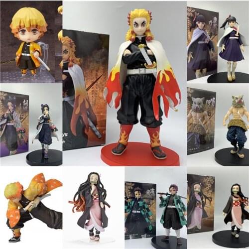 Demon Slayer Tanjirou Holding Sword Shinobu Nezuko Zenitsu Kyoujurou Giyuu Figure Model PVC Action Toy Gift Collect