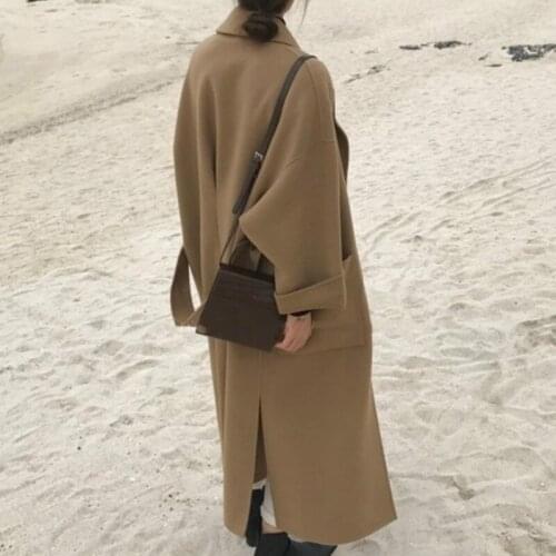 Double Sides Retro Wool Coat Winter Woolen Overcoat Cashmere Clothes 2020 Casaco Warm Long Coats Women Belt Tops Female FG78