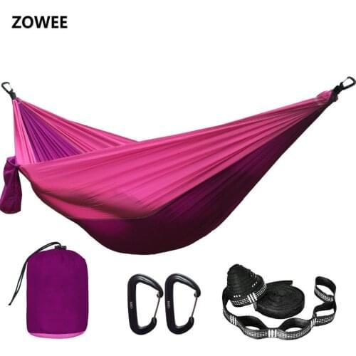 Camping Parachute Hammock with Hammock straps and Aluminum carabiner Camping Survival travel Double Person outdoor furniture