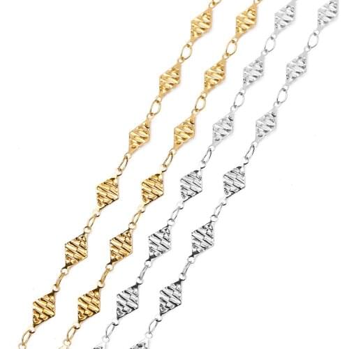 1 Meter 316L Stainless Steel Gold Steel Tone 11.5x5.2mm Hypoallergenic Geometry Shape Bulk Chain for DIY Necklace Jewelry Making