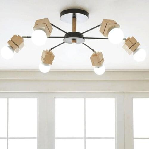 Art Pendant Lights Creative Personality Iron Wood Black and White Nordic Korean Living Light Restaurant Modern Simple Lighti