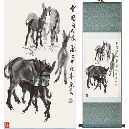 Donkey art painting ink painting traditional Chinese Art Painting Home Office Decoration donkey picture LTW2017121504