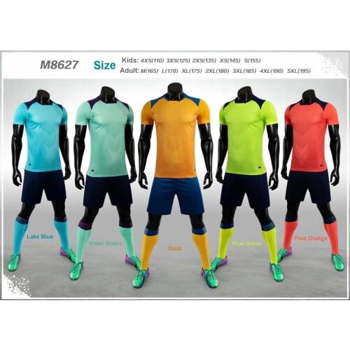 M8627 Blank 2019-2020 Adult Kids Soccer Jersey Set Football Kit Men Child Futbol Training Uniforms Set De Foot Team Customized