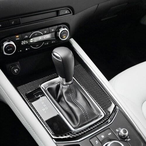 Carbon Fiber Gear Shift Box Panel Cover Trim Decoration Frame Interior Sticker Car Accessories Styling For Mazda CX-5 2017 2018