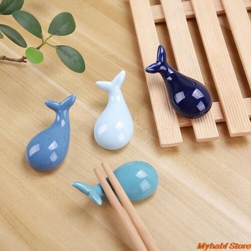 Cute Whale Shape Ceramic Chopsticks Holder Chopsticks Japanese Style Kitchen Tableware Chopsticks Stand Study Pen Holder Crafts
