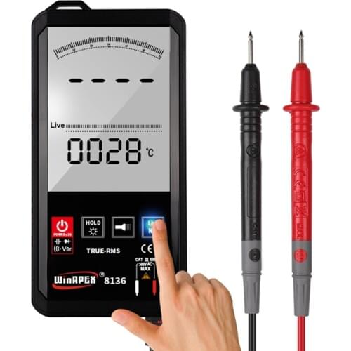 Touch Screen Multimeter 6000 Counts LCD Automatic AC DC Voltage NCV True RMS Temp Resistance Capacitance Meter Diode Buzzer