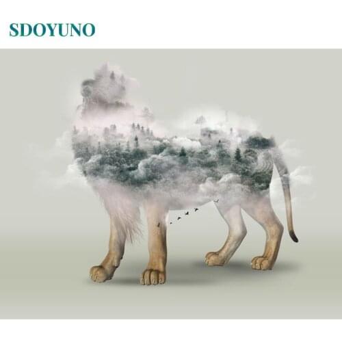 SDOYUNO 60x75cm Pictures By Numbers DIY Painting By Numbers On Canvas Frame Digital Painting Scenery Animals Hand Painting Decor